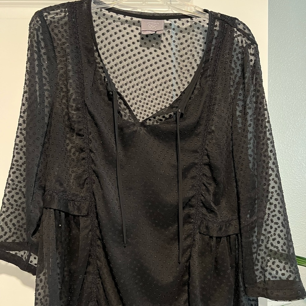 Swiss dot blouse.